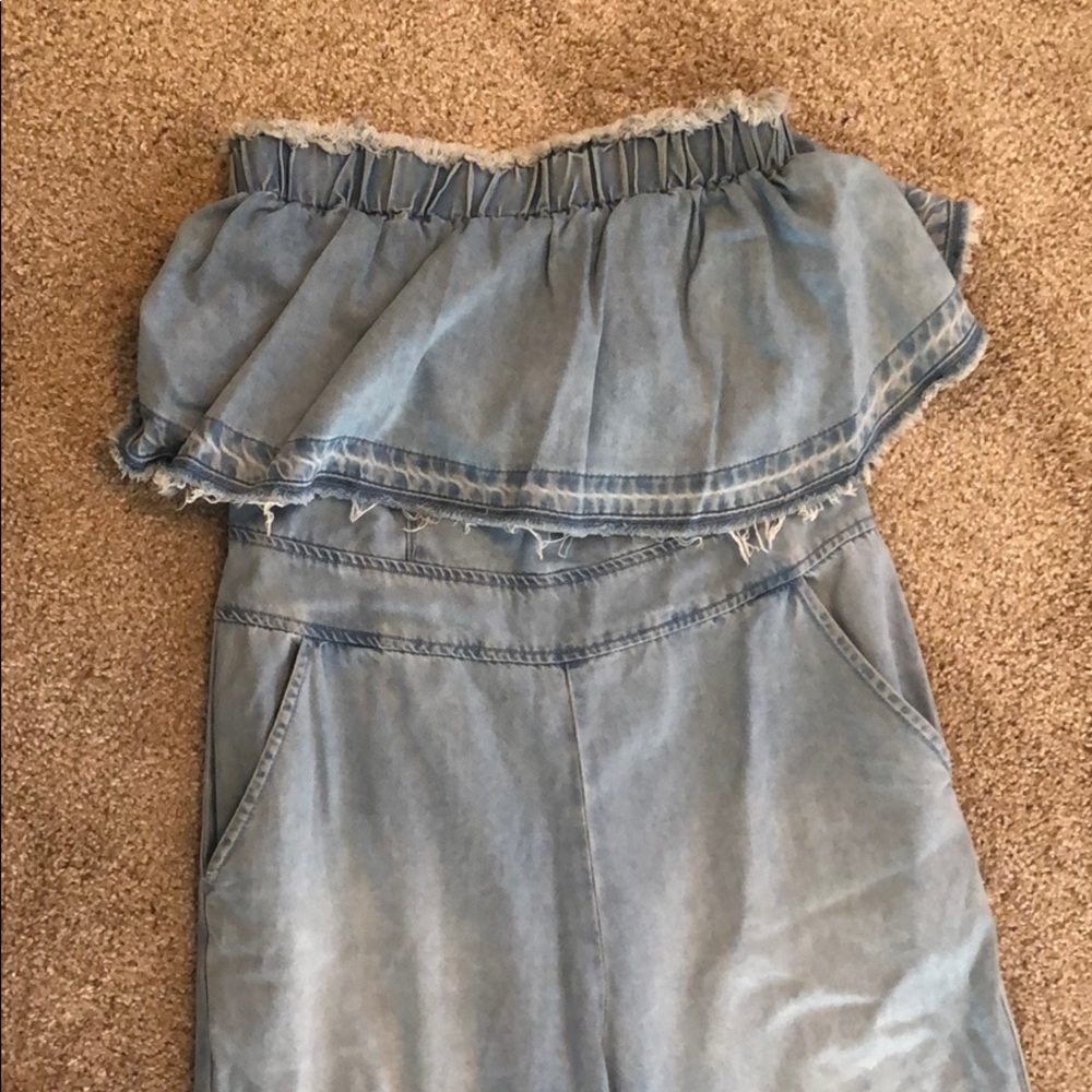 Strapless Jean pants jumpsuit